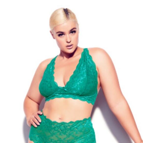FOX & ROYAL. Plus Size Turquoise Lace Racerback Bralette XL - Picture 1 of 9
